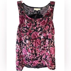 Modcloth Anthropologie Sleeveless Velvet Rose Pattern Top Size XS